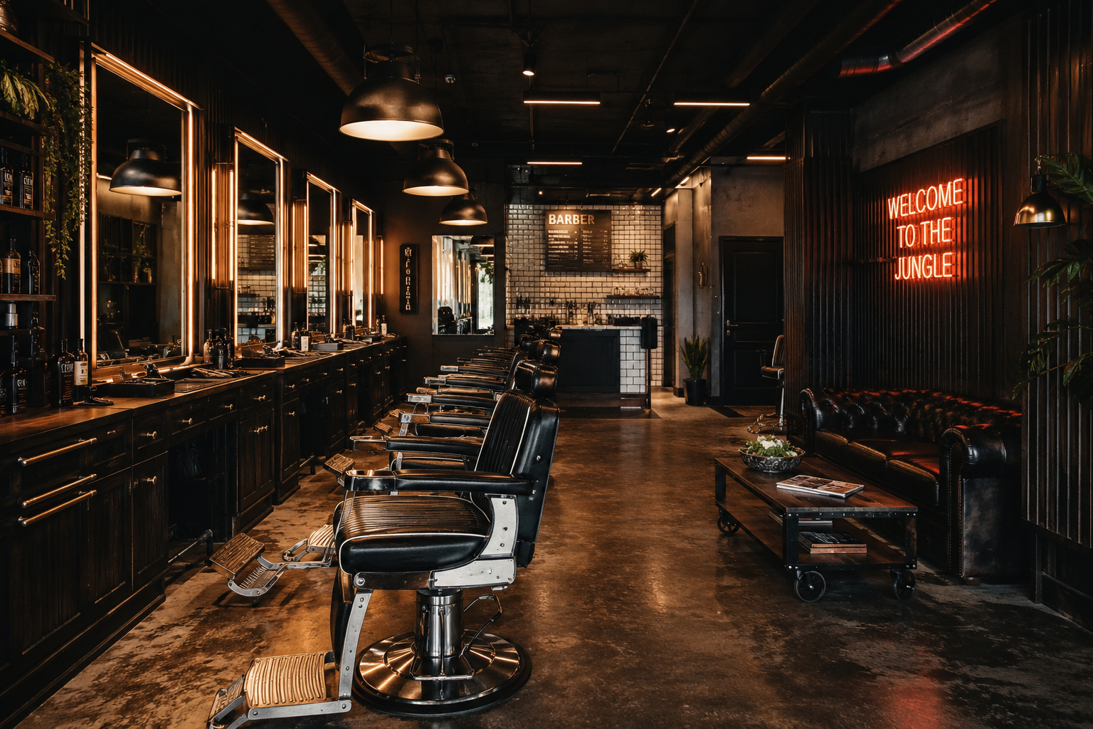 Interior da Corvo Barbearia